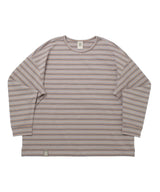 STRIPE BINDING-NECK BOX TEE (Warm Gray)