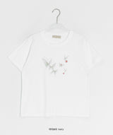 Kinue Butterfly Print Silket Short Sleeve Tee
