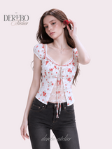 Red Rose Lace Layered Blouse