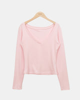Matan Stripe Halter V-Neck Long Sleeve T-Shirt Set