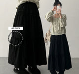 Leaf Waist Banding Line Flare Shirling Kang Kang Long Skirt