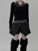 Striped Shirt Layered Boat Neck Tee