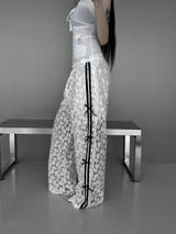 lace ribbon white pants