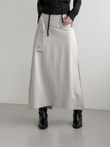 Et Pocket Belt Cotton Long Skirt