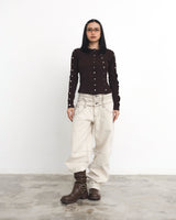 Overstitched Double Waist Jeans