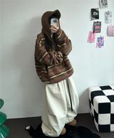 ツーピンタックリベットベルトバルーンロングパンツ🤎🖤💙3カラー