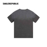 ウォッシュドチャコールグレーコットンシューズソールグラフィックTシャツ