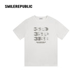 コットングラデーションレターバックグラフィックTシャツ ウォッシュドカジュアルストリートトップ