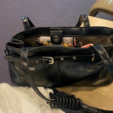 [Kyoto Look🌳✨/Airport Bag] ファンシーフェイクレザーベルトスクエアショルダーバッグ トートバッグ トラベルバッグ 4色 [Black only]