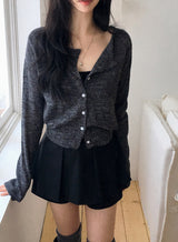Sunday Pendant Layered Round Knit Cardigan (6color)
