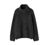 neck warmer loose fit boucle knit - charcoal