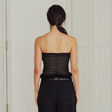 フラワーラッフルニットトップ (BLACK)