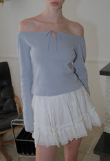C EYELET RIBBON TIED T_LIGHT BLUE