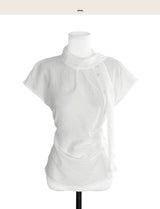 hands button unbalanced scarf bl