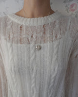 [925SILVER] CUSHION HEART RIBBOON NECKLACE