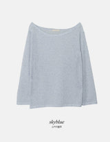 See-through Boat Neck Linen Knit (6color)