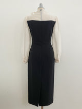 26SS★ Melage Chiffon Color Matching Tie H-Line One Piece