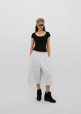 [B-BASIC] Basic Ribbed Wide U-Neck Cap Sleeve Short Sleeve Top (2 Size)
