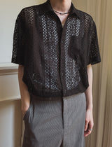 Pla Embroidery パンチング半袖シャツ