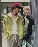 タインワッフルクロップフードジップアップ