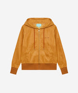 Distressed Leather Zip Hoodie