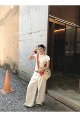 ワイドコットンストレートパンツ