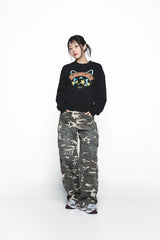 25SS ダメージウォッシュドワイドカーゴパンツ カモ