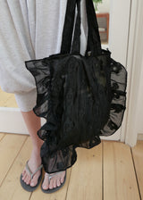 [jiwonywony x voor] Frill Blossom Shoulder Bag_Black