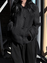BLACK BUTTON SHORT COAT