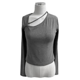 ベーシックフロントストラップ長袖ゴルフTシャツ (4 Colors)
