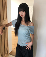 Beibin One-Shoulder Short-Sleeve T-Shirt