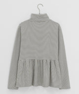 Hokam Brushed Stripe Frill Turtleneck Tee