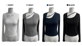 ベーシックフロントストラップ長袖ゴルフTシャツ (4 Colors)