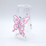 SUN CASE CLEAR  PATCH BUTTERFLY PINK