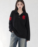 (UNISEX) Horse PK Collar Long Sleeve