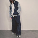 layered deconstructed zip-up hoodie_blue