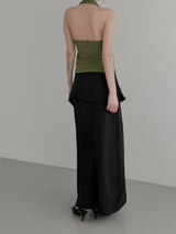 Scar Drape Layered Wrap Long Skirt