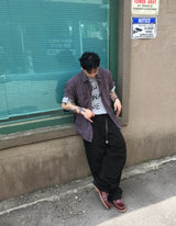No.1325 wrinkle roll up check SHIRT (3color)