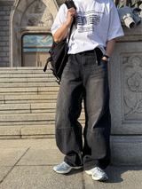 Mild pintuck wide pants