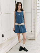 DENIM PLEATS ONEPIECE BLUE