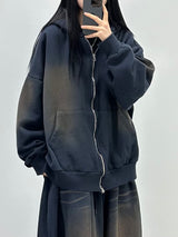 cat brush fleece hood zip-up