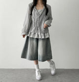 Wanu linen button hooded cardigan