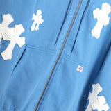 WHITE CROSS ZIP HOODIE