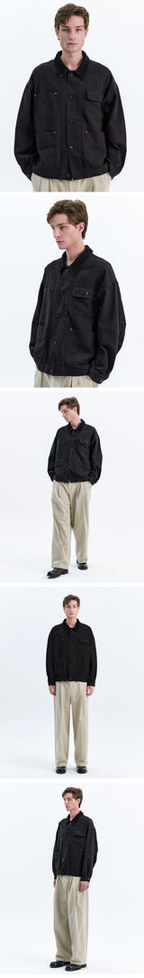 CANVAS COTTON WORK JACKET_BLACK