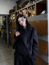 BLACK BUTTON SHORT COAT