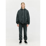 オーバーサイズドフルジップフーディー - Washed Black