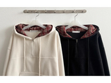 Bay Check Anorak Fleece Semi-Zip Up Hoodie