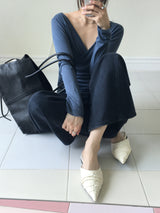 Helen Deep V-neck Shirring Top