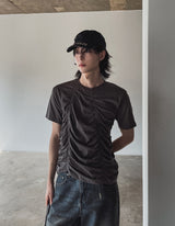 [LAN ARCHIVE] Front Shirring Short Sleeve T-Shirt