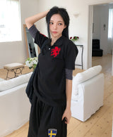 Stay U-Neck Three Quarter T-Shirt